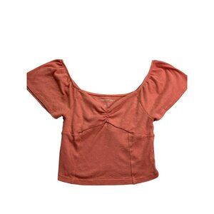 American Eagle Outfitters Womens Ribbed Coral Orange Crop Top Size XS
